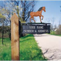 Two Line Double Sided Post Sign with Hand Painted Ornament Two Line Double Sided Post Sign with Hand Painted Ornament