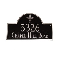 Classic Arch With Ornate Cross 2 Line Montague Address Plaque