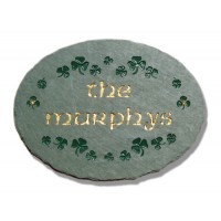 The Stone Mill Personalized Oval Shamrocks Slate Plaque The Stone Mill Personalized Oval Shamrocks Slate Plaque