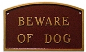 Beware Of Dog Arch Montague Aluminum Plaque
