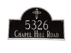 Classic Arch With Ornate Cross 2 Line Montague Address Plaque