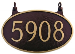 Two Sided Oval Hanging Montague Aluminum Address Plaque